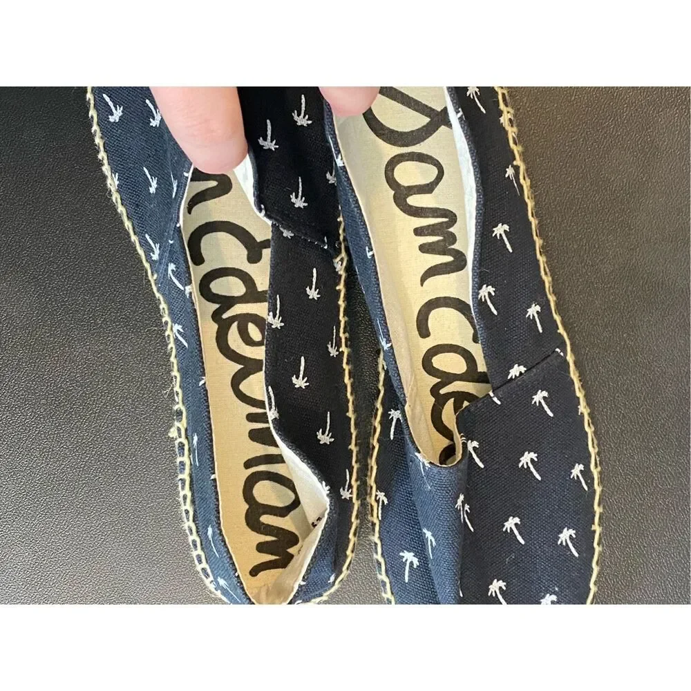 Sam Edelman Navy Palm Tree Espadrille Sandal Flats Size 8